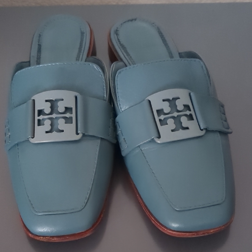 Tory Burch Blue Leather Mules